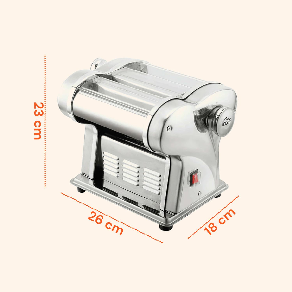 Wintem Máquina eléctrica para espaguetis y fideos PM1650 135 W 18 x 26 x 23 cm – Cuchillas intercambiables de 1 a 4 mm – Capacidad de producción alta 4 kg por hora – Intuitiva y ergonómica –
