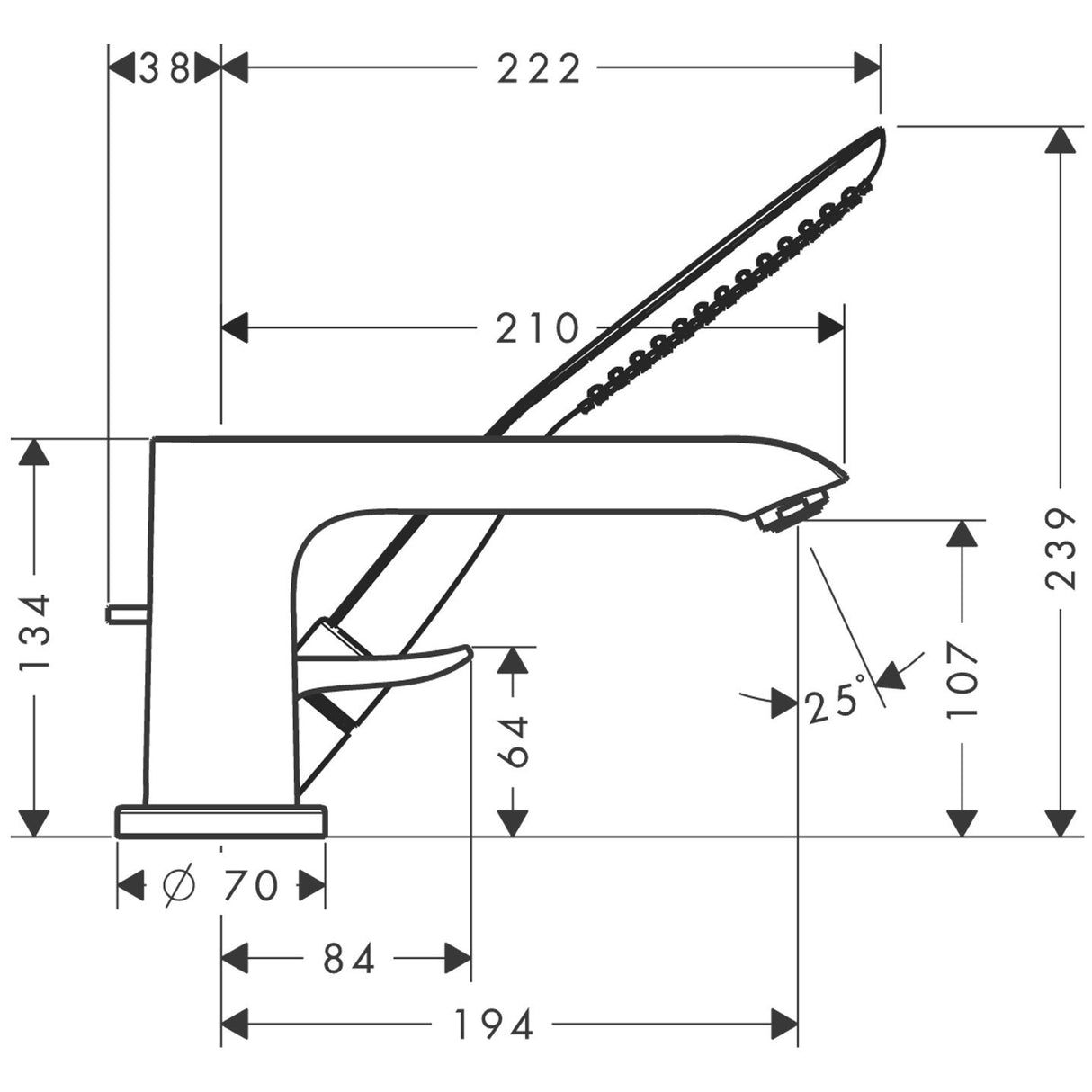 Hansgrohe 31190000 Metris grifería de 3 agujeros para borde de bañera, cromo