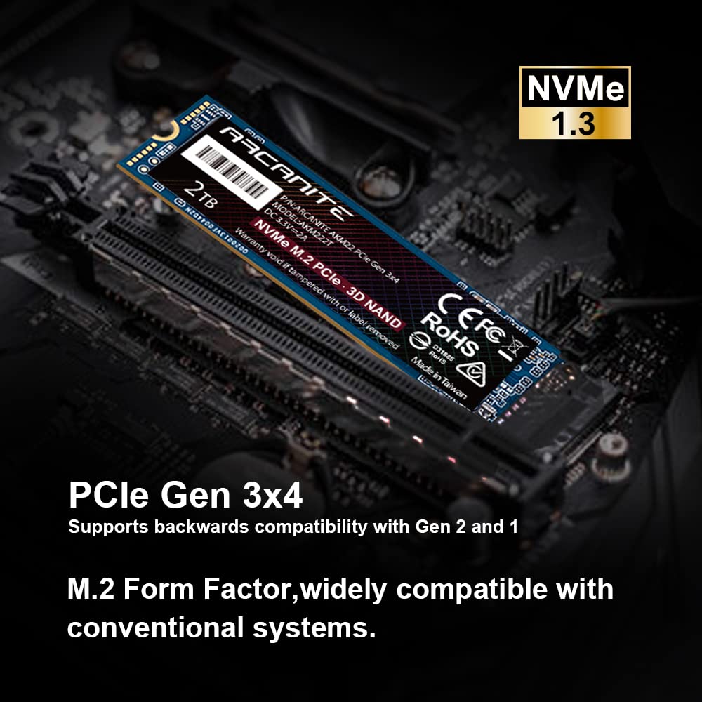 ARCANITE 2 TB NVMe SSD M.2 2280 PCIe Gen 3x4 Disco Duro Sólido Interno SSD