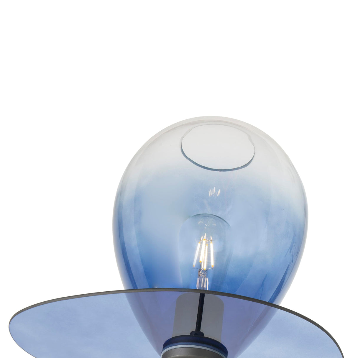 LAMPARA DE PIE 60X60X160 METAL NEGRO/CRISTAL AZUL
