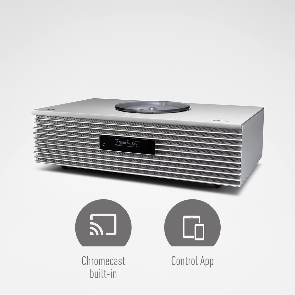 Technics OTTAVA SC-C65EG-S Sistema De Música Todo En Uno con Reproductor de CD, Radio Dab+, USB, Bluetooth y Chromecast Integrado, AirPlay 2, 2.1 Canales, Wi-Fi, Plateado