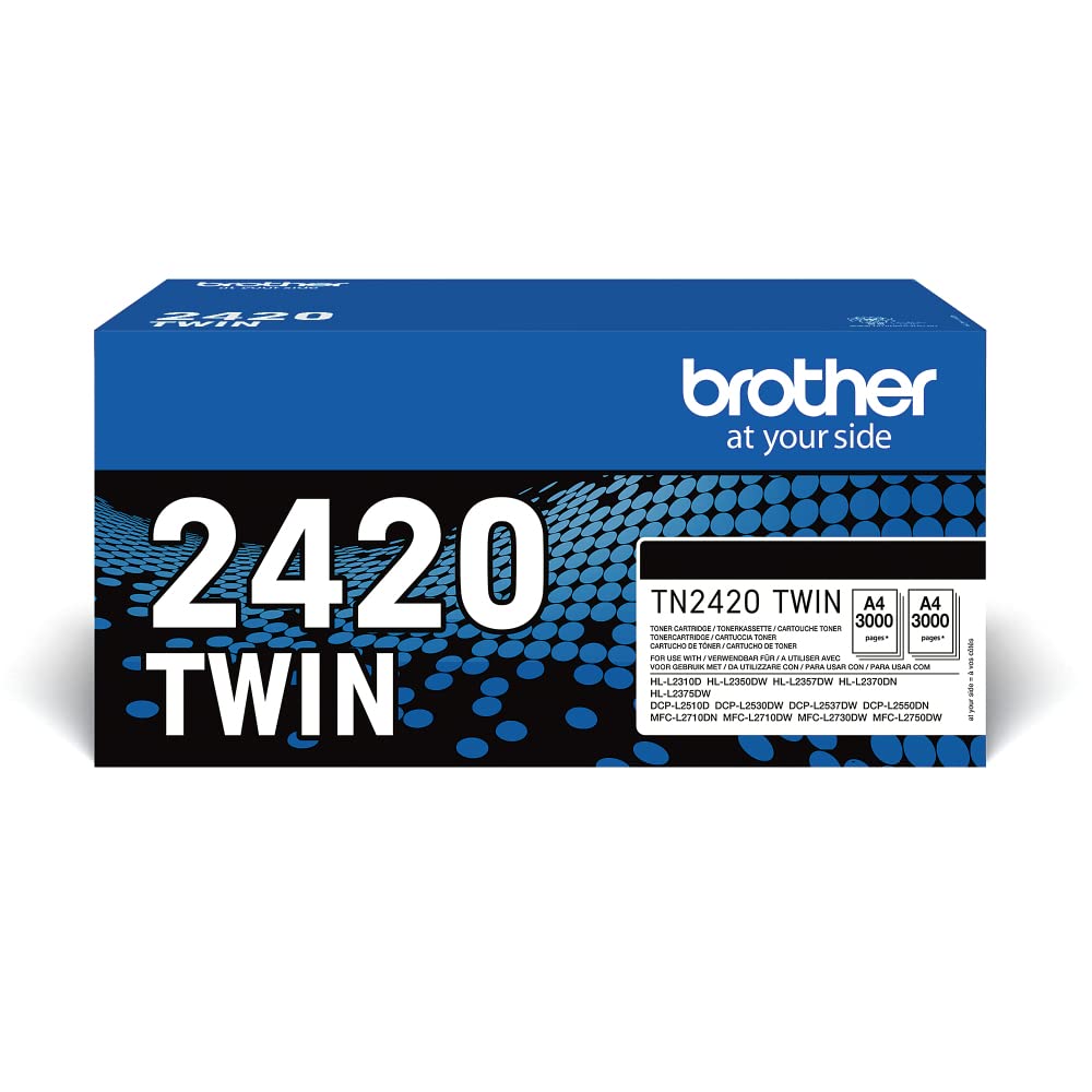Brother TN2420TWIN Pack de 2 tóner negro de larga duración, para las impresoras MFCL2710DW/MFCL2730DW/MFCL2750DW/DCPL2510D/DCPL2530DW/DCPL2550DN/HLL2310D/HLL2350DW/HLL2370DN/HLL2375DW