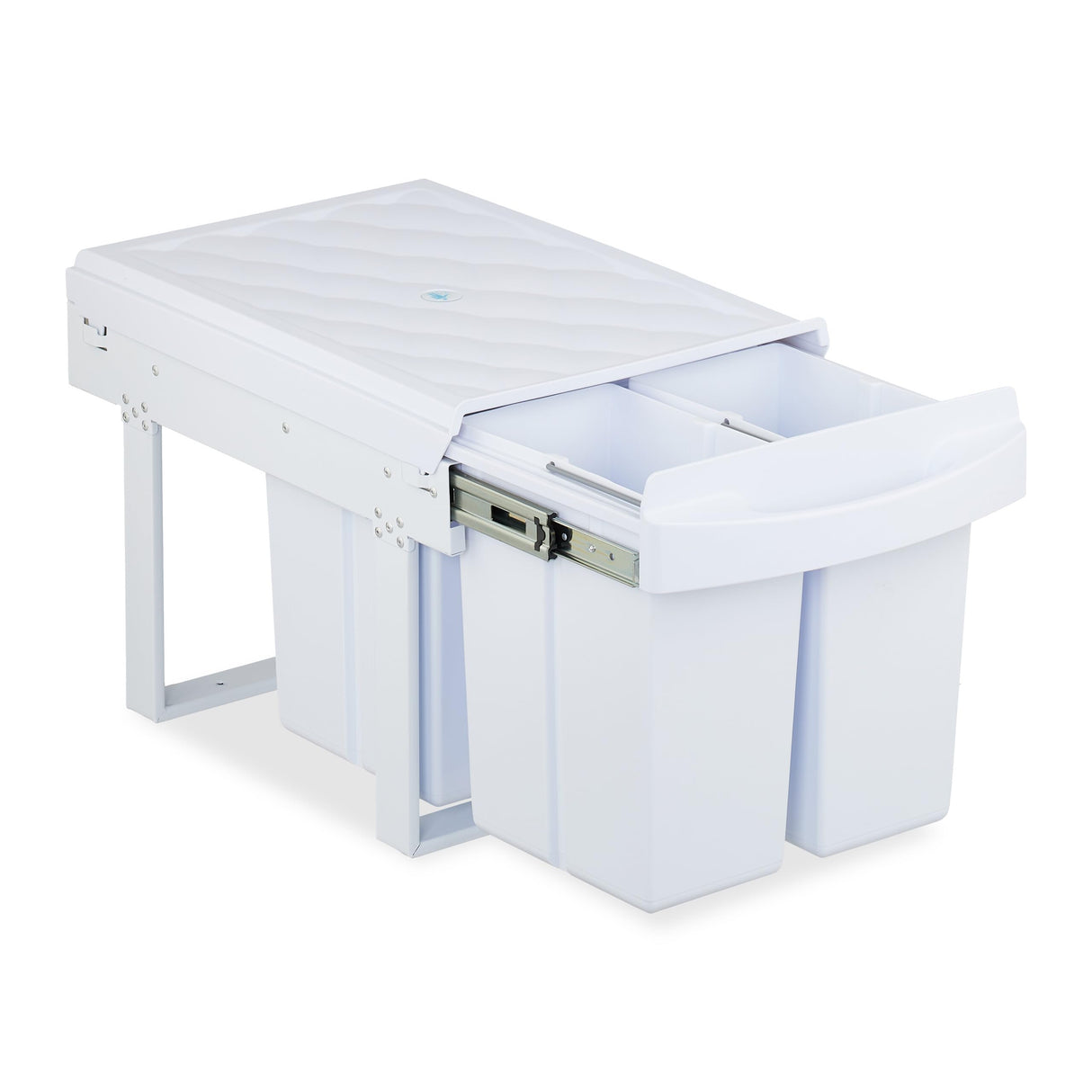 Relaxdays Cubo de Basura Cocina, 4 Compartimentos, 4X 8L, 34,6x34x51,8 cm, Extraíble, Papelera Fregadero, Blanco, Acero, Plástico, 4 x 8 L