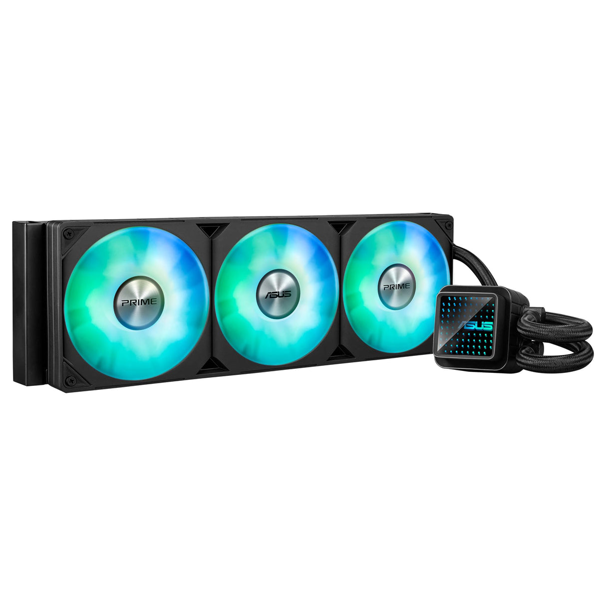 ASUS Prime LC 360 ARGB, Refrigerador líquido para CPU Todo en uno con Zona de Contacto con la CPU y Canales con Aletas, Bloque de Agua con Lentes de Espejo Infinito y Ventiladores ARGB