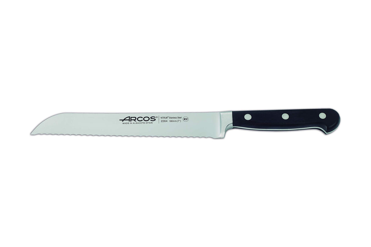 Arcos Set Cuchillos 5 piezas Acero Inoxidable Nitrum. Cuchillo Cocina Profesional Afilado para Cortar Carne. Mango Ergonómico Polioximetileno POM. Serie Opera. Diseño Clásico. Color Negro.