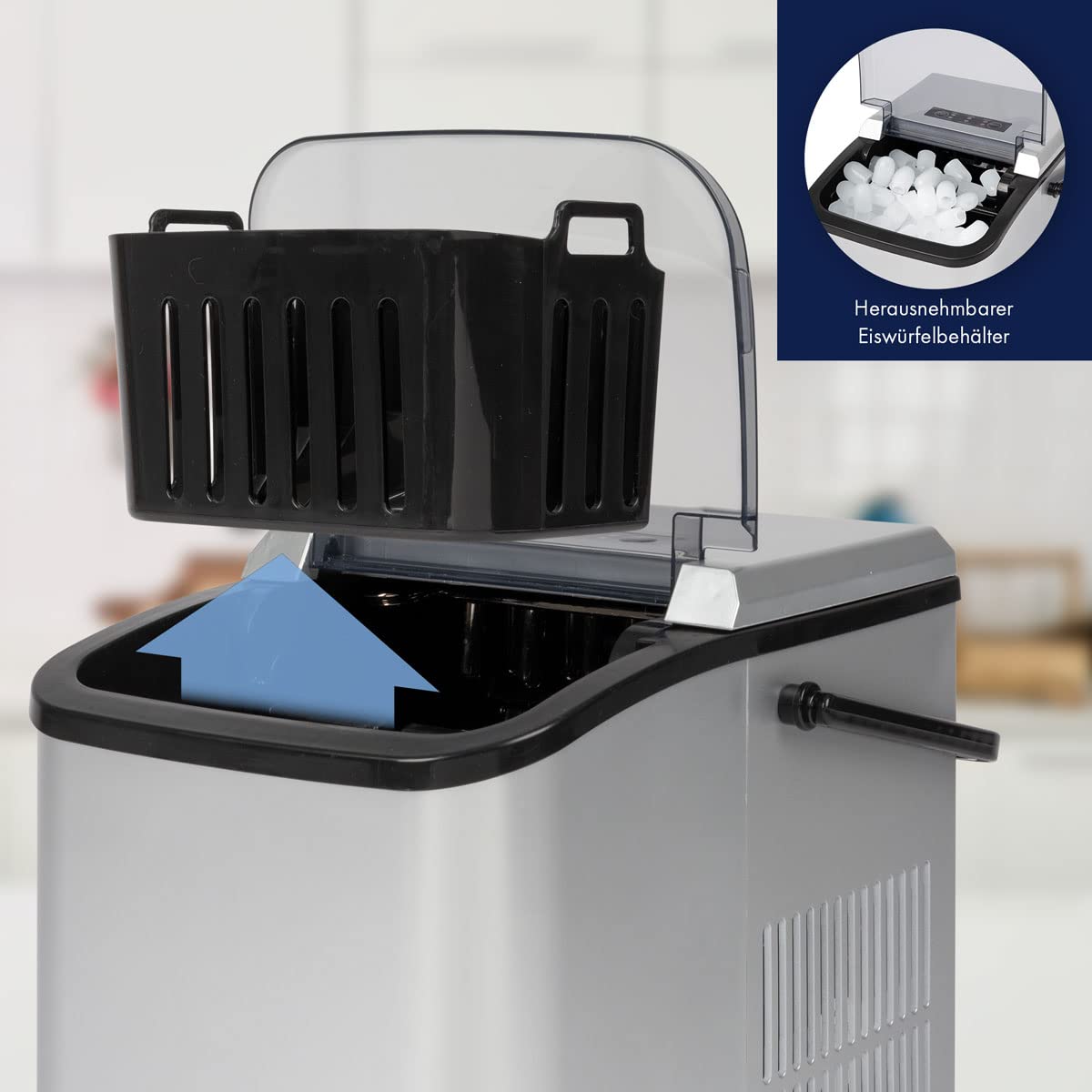 Clatronic EWB 3785 Machine à glaçon portable 12 kg/24h 105 W Noir, Argent