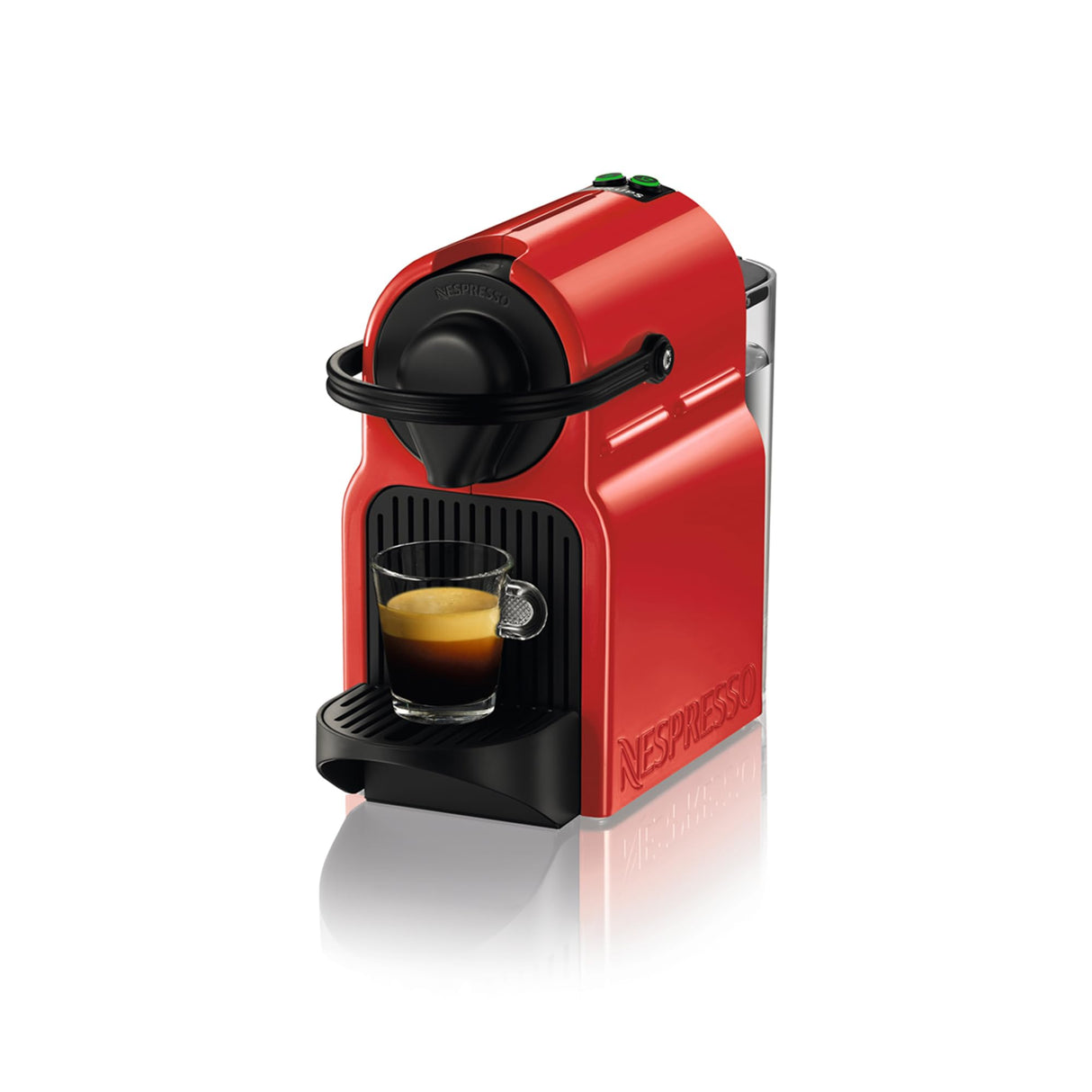 Krups Nespresso Inissia, Máquina de café espresso en cápsulas, Compacto automático, Presión 19 bar, Color Negro/Rojo, Tamaño único
