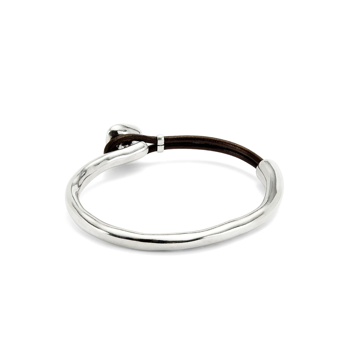 UNO de 50 | Pulsera Fina para Mujer | Cuero y Bañada en Plata de Ley | Cristal Facetado Verde | Talla M | Joya Artesanal | Hecho en España
