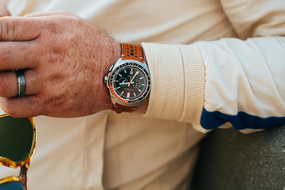 Bulova Reloj cronógrafo de Cuarzo para Hombre con Correa de Cuero 98B427, marrón, Moderno