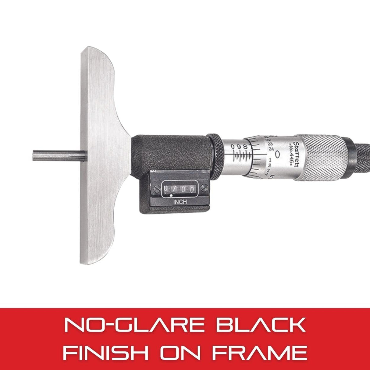 Starrett 446AZ-3RL - Medidor digital de profundidad, tope de carraca, tuerca de bloqueo, tipo micrometro, rango de 0 – 3 pulgadas, graduación de 0,001 pulgadas, precisión de +/-0,0001 pulgadas.