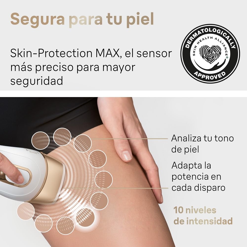 Braun Luz Pulsada Silk-expert Pro 5 PL5140 IPL, Eliminación Del Vello En Casa, Alternativa Para Depilación Láser, Con Funda, 2 Cabezales, Regalo Para Mujer, Blanca/Dorada