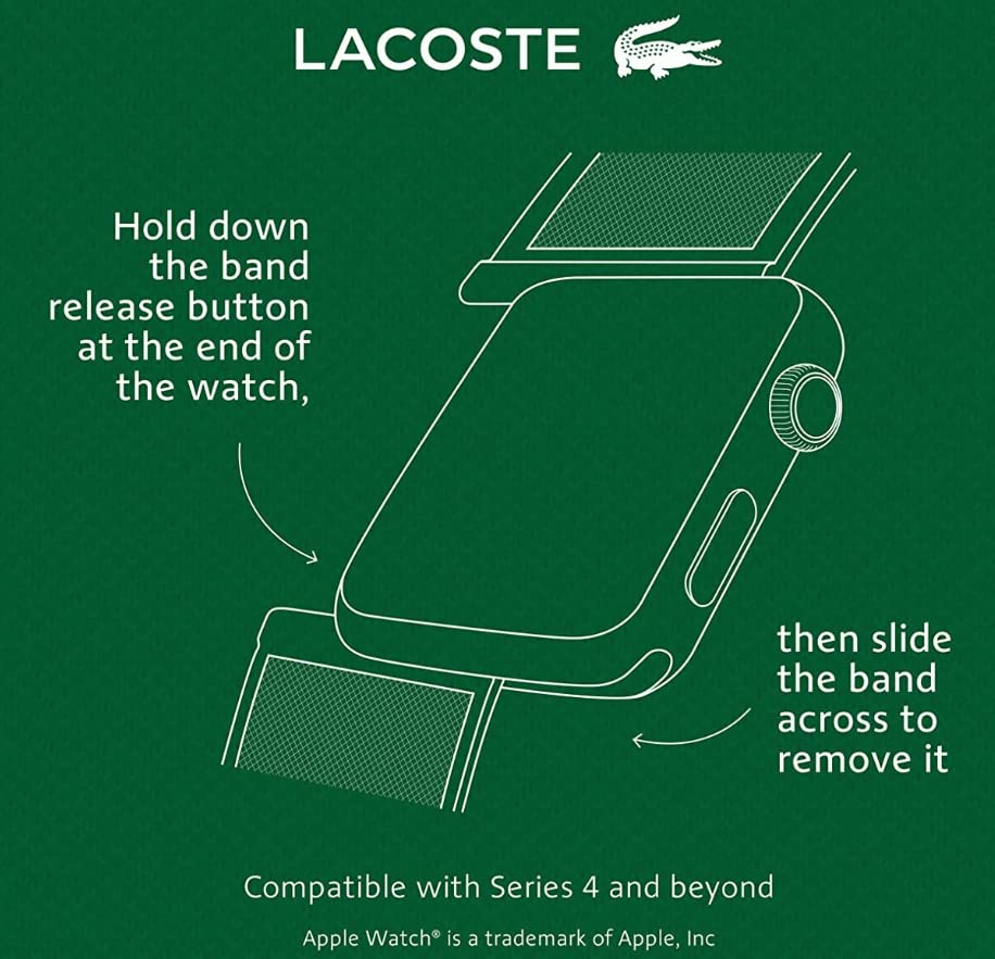 Lacoste Correa Apple Watch para Hombre y Mujer en Cuero Negro con Detalles en Relieve - 2050028