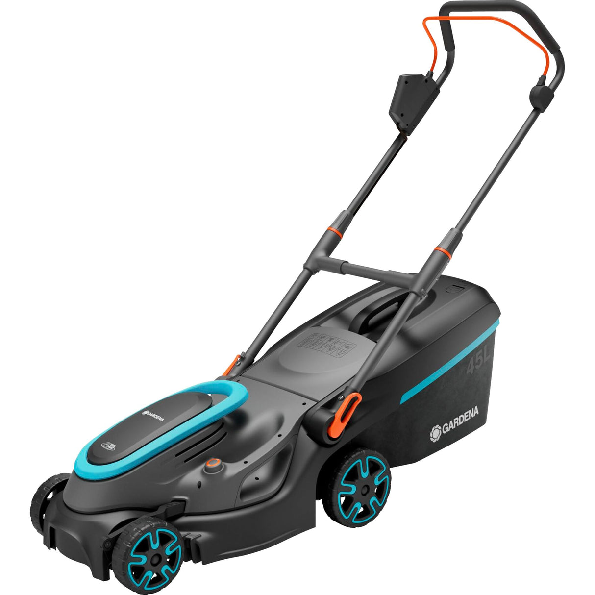 Gardena cortacésped a batería PowerMax 37/36V P4A sin batería: Ancho de Corte 37 cm, Capacidad de Recogida 45 l, Altura de Corte Ajustable Central, Motor PowerPlus con Eco-Modus (14638-55)