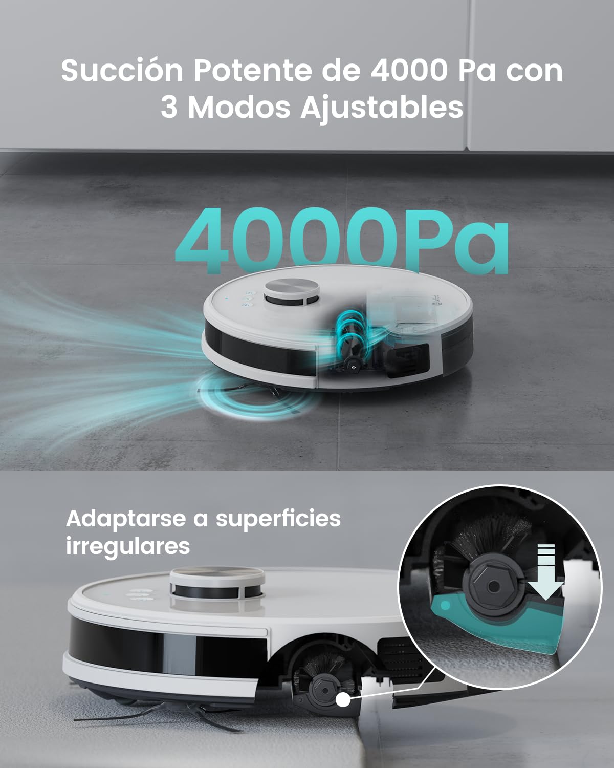 LEFANT M1 2 en 1 Robot Aspirador y Fregasuelos, 4000Pa, Navegación dToF, 200min, Auto-Recarga, WiFi, 8 Zonas No-Go, Ideal para Pelo de Mascotas/Alfombras