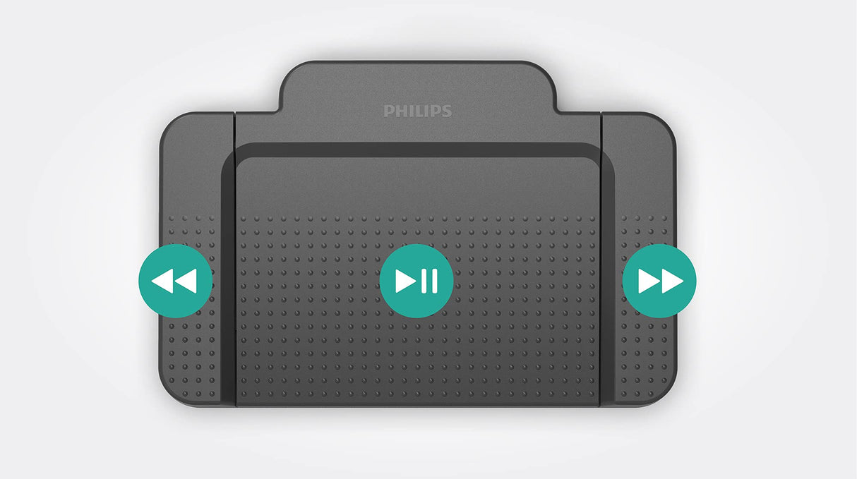 Philips ACC2310 Interruptor de pie USB, diseño con 3 Pedales, conectar y Usar, sin Software, Color Gris Antracita