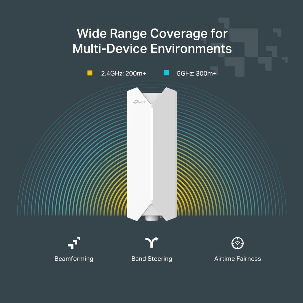 TP-Link Festa F61-Outdoor | Punto de Acceso WiFi 6 AX1800 | IP67 a Prueba de Agua, Ideal para Exteriores, 1× Puerto Gigabit, Gestión centralizada en la Nube Gratuita, Configuración y Uso fáciles.