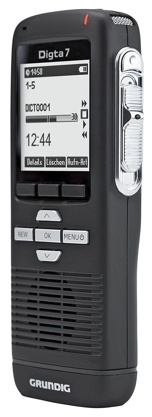 Grundig Digta 7 Starter Kit dictáfono Memoria Interna + Tarjeta de Memoria Negro - Dictáfonos (300 h, Quality Play (QP), Standard Play (SP), 200-20000 Hz, 2048 MB, LCD, 160 x 160 píxeles)