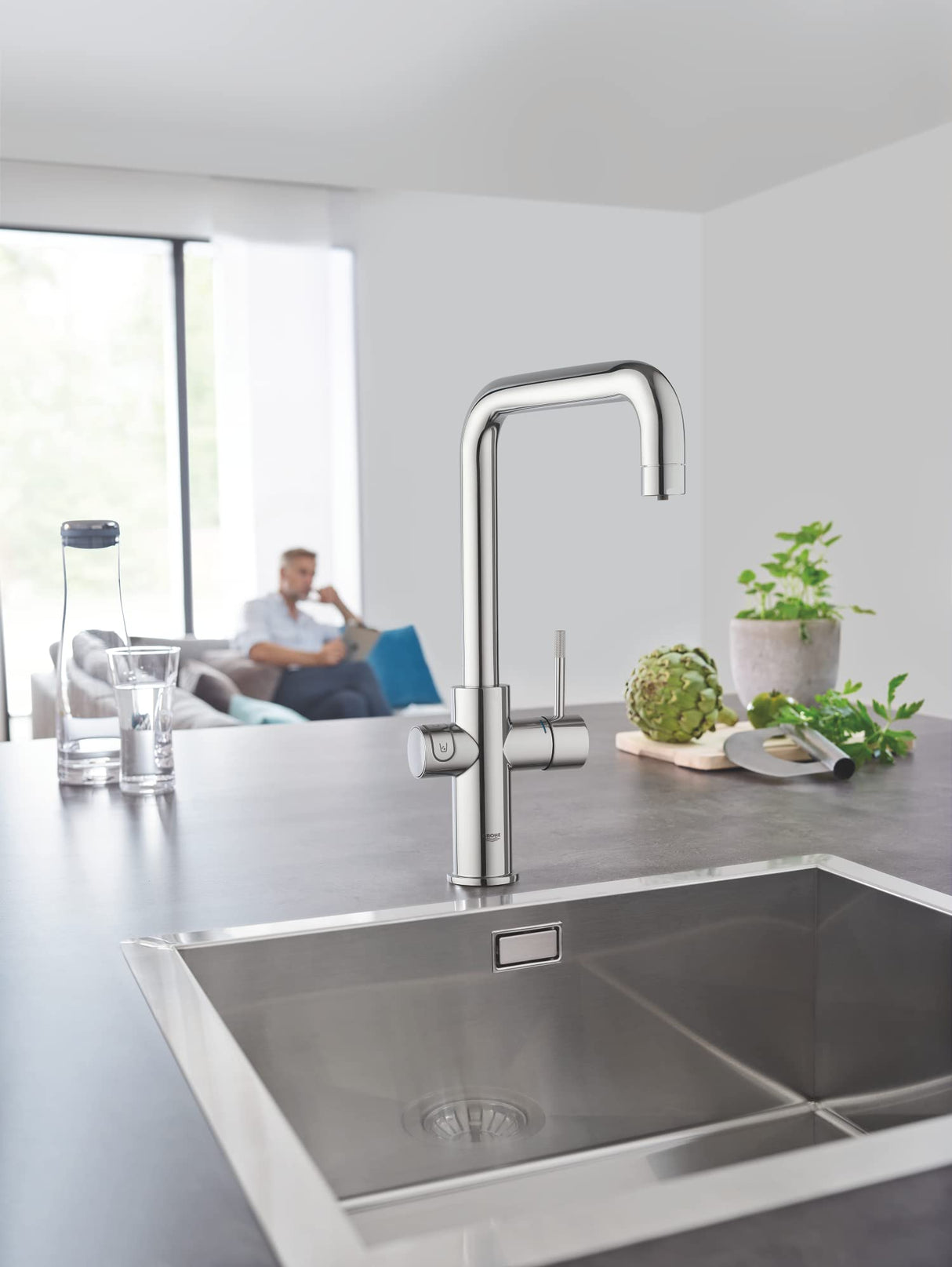 Grohe Blue Home Starter Kit - grifo de cocina con filtro de agua, caño en U (31456001)