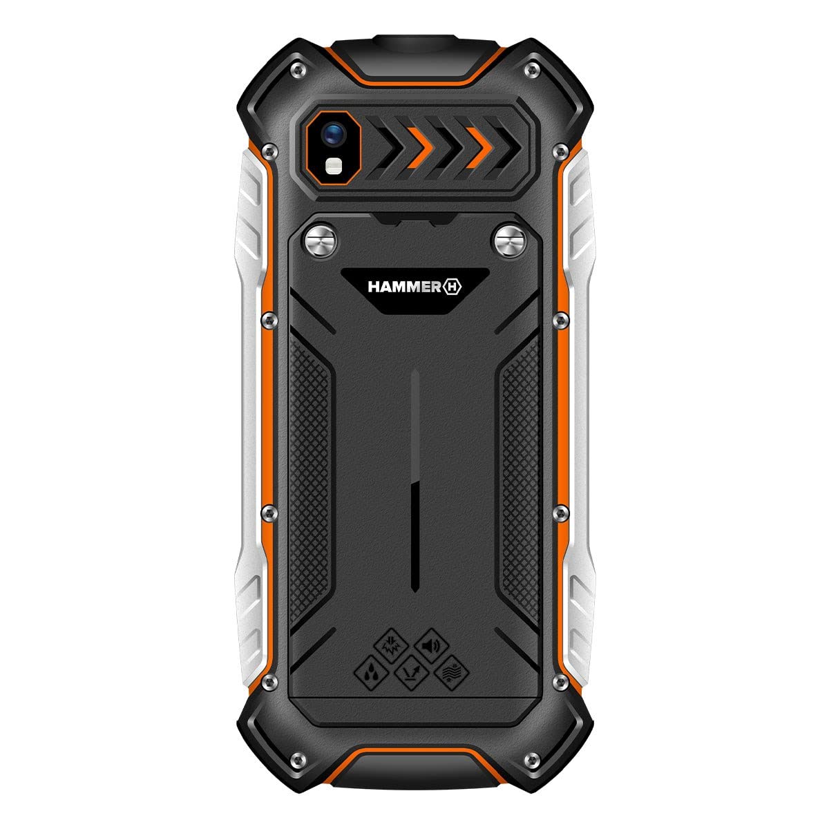 Hammer H Boost LTE, Robusto, Mega batería de 3500 mAh, 2.4", Resistente al Agua (IP68), a Prueba de Golpes, Linterna, Dual-SIM, Bluetooth, teléfono Celular con Botones, Negro