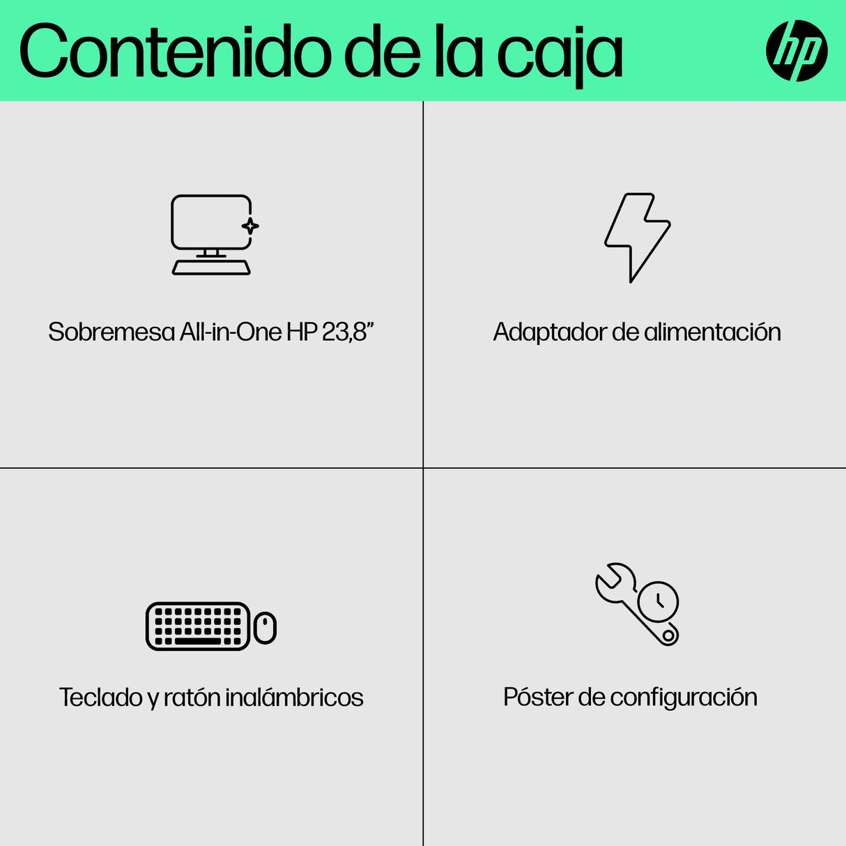 HP All-in-One 24-cr0007ss - Ordenador de sobremesa de 23,8" FHD (AMD Ryzen 5 7520U, 16GB RAM, 512GB SSD, AMD Radeon Graphics, Windows 11 Home) Blanco - Teclado QWERTY Español