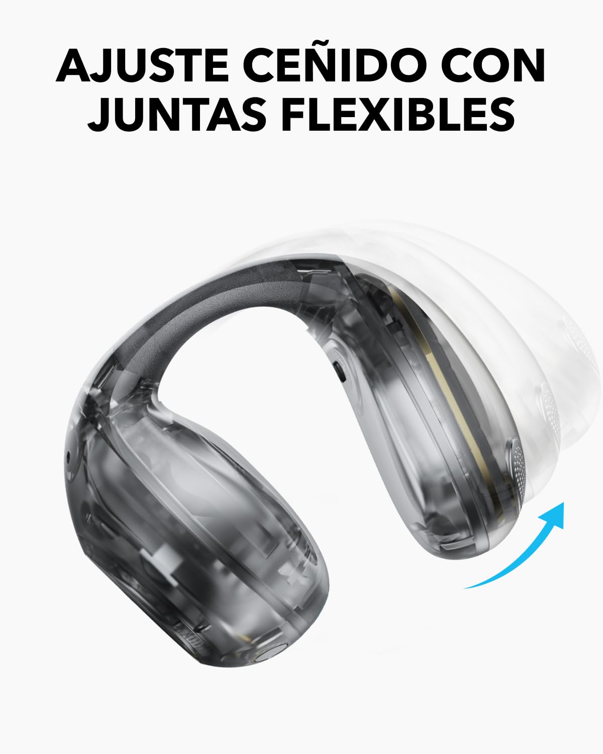 Soundcore C40i de Anker, Auriculares Open-Ear con Clip, Diseño de Juntas Flexible, Controles de Botón, Comodidad Ligera, Ajuste Estable con Almohadillas Acoplables, Transductores Expansivos