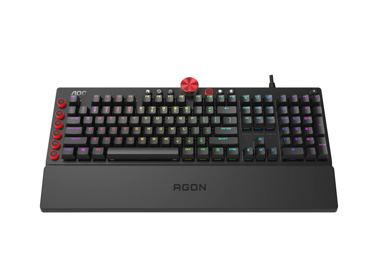 AOC AGON AKG700 Teclado de gaming - Teclado para PC con distribución en Italiano e interruptores Cherry MX Red, Anti-Ghosting, N-Key Rollover y software programable AOC G-Tools, negro