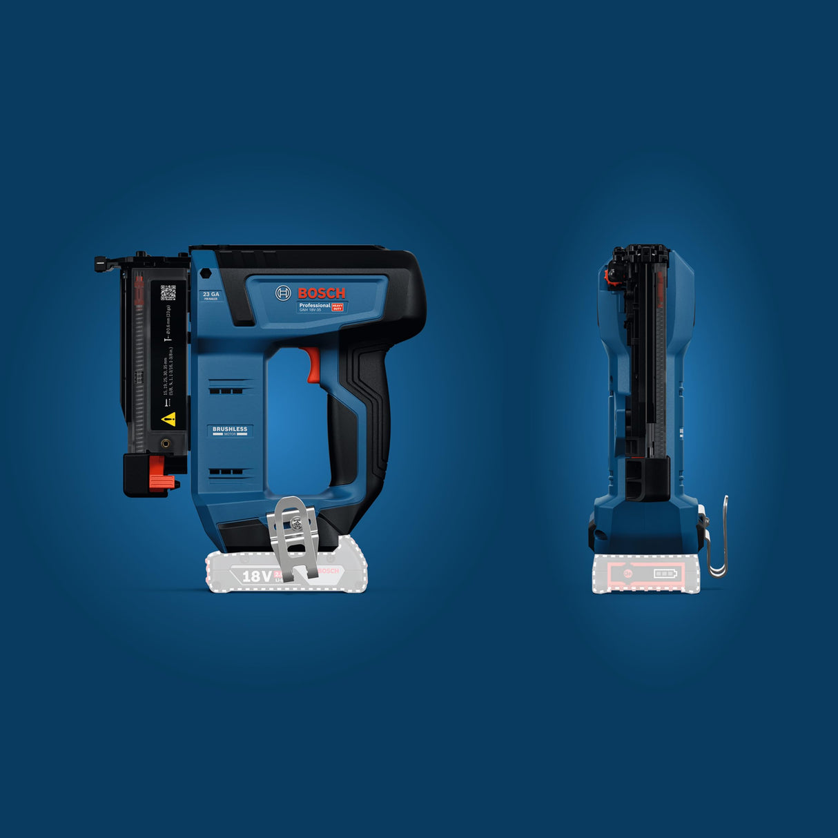 Clavadora para madera a batería GNH 18V-35 con Bosch Professional 18V System (bajo retroceso, motor Brushless sin escobillas, incl. gancho para el cinturón, L-BOXX 136)