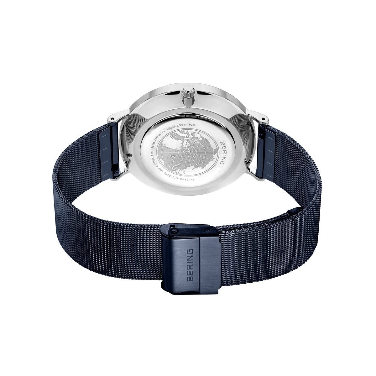 BERING 14240-303 Reloj de cuarzo para hombre con caja de acero inoxidable plateado de 40 mm y esfera azul, correa milanesa, cristal de zafiro y resistencia al agua de 3 ATM
