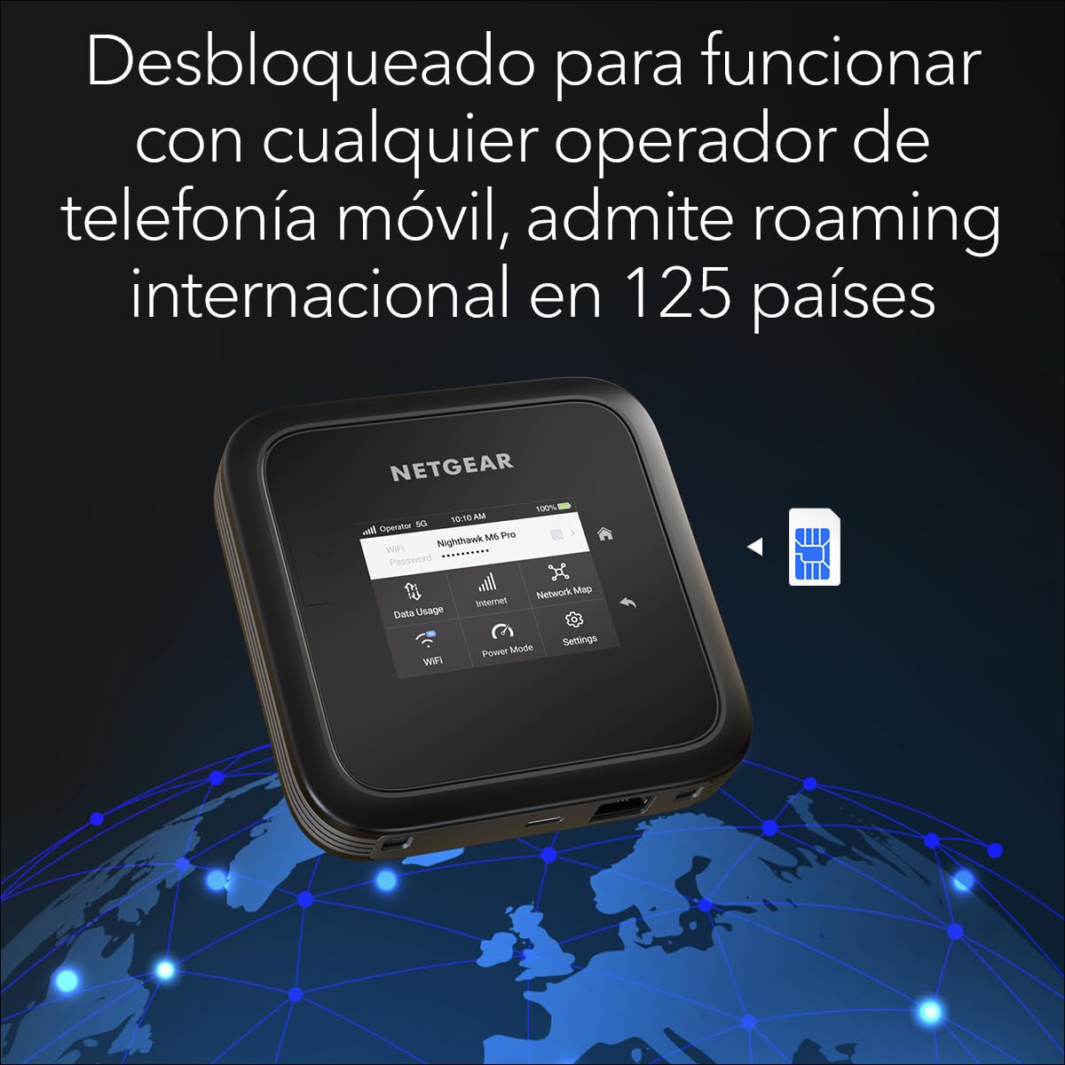 NETGEAR Nighthawk M6 Pro (MR6450), Router 5G con Ranura Sim Desbloqueada, Hotspot WiFi 5G Portátil, Router Módem Móvil 5G para Hogar/Negocio, 5G & 4G MiFi, WiFi 6E AX3600 , hasta 32 dispositivos