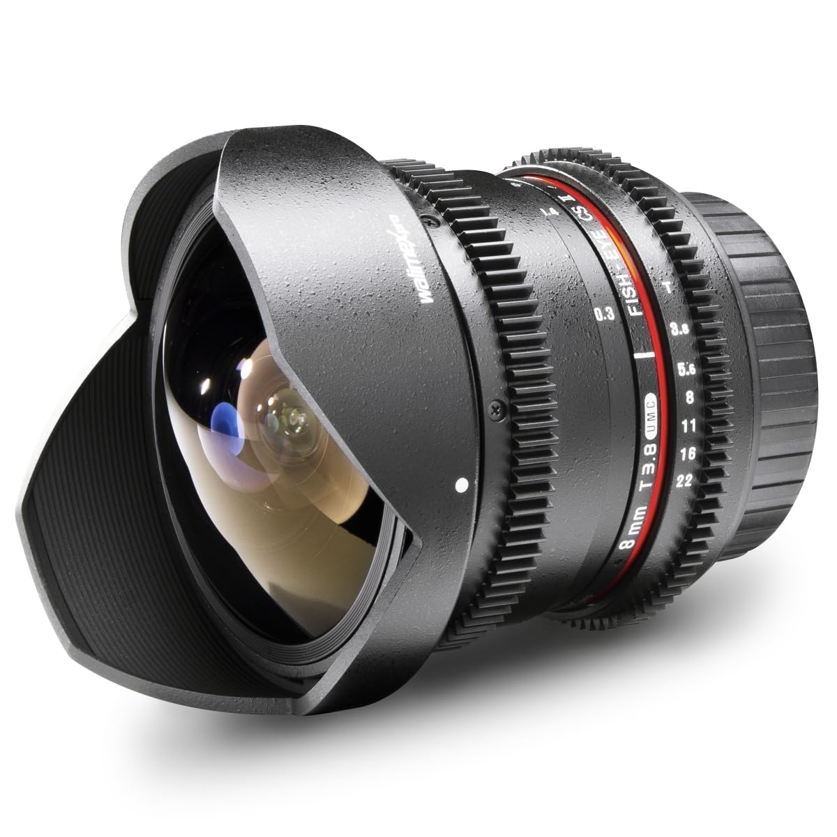 Walimex Pro 8 mm f/3.8 - Objetivo para Nikon (Distancia Focal Fija 8mm, Apertura f/3.8-22) Negro
