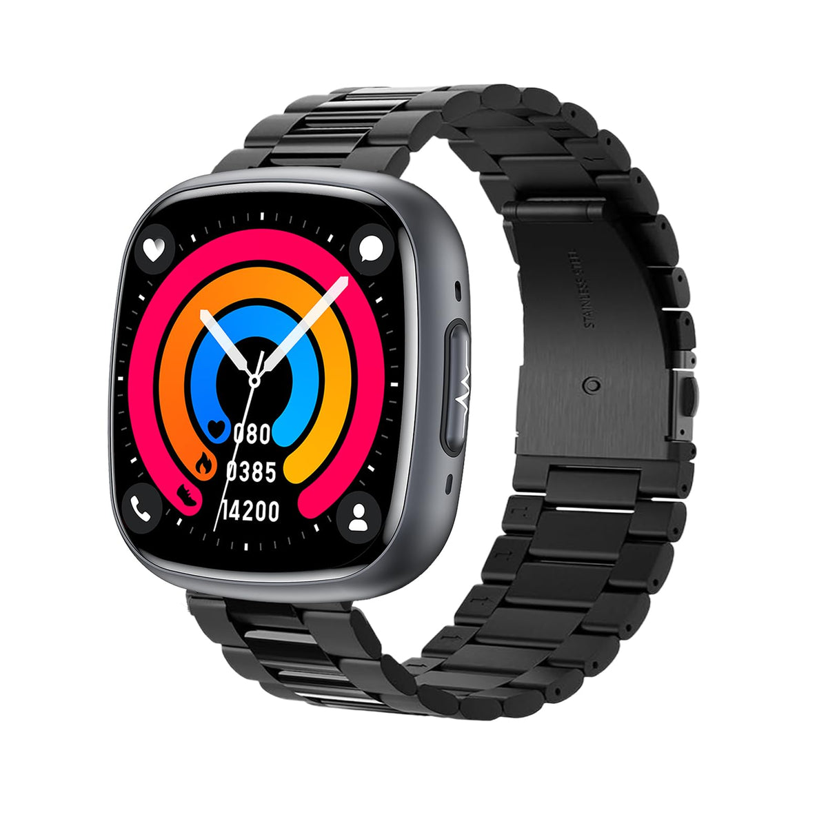 Knauermann Neo 2 (2025) – Negro Rectangular – Reloj de Salud Inteligente – ECG – Función HRV – BT Bluetooth – Apnea del sueño – Presión Arterial – Pulsera (Titanio) – Instrumento, Höhe: 42 mm, Höhe:
