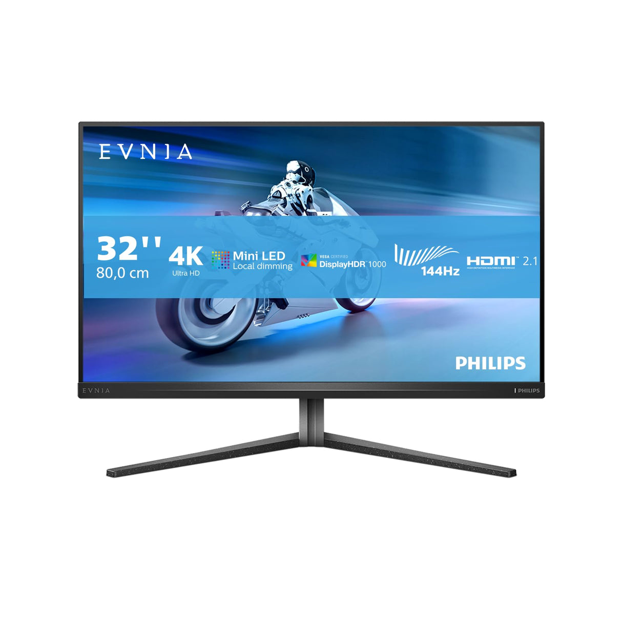 Philips Evnia 32M2N6800M - Monitor Gaming UHD de 32 Pulgadas, 144Hz, 0,5 ms, FreeSync Premium Pro, HDR1000 (3840x2160, 2X HDMI 2.1, DisplayPort, USB Hub) Gris Oscuro