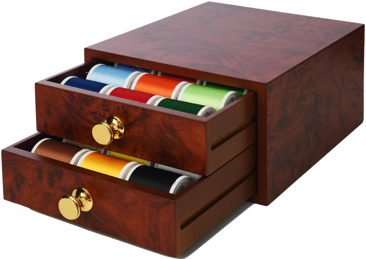 VIOLA Caja de hilo de costura y bordado, elegante cajonera 30 con bobinas de hilo de poliéster de 1000 m, hilo para coser y bordar 100% poliéster, acolchado y patchwork