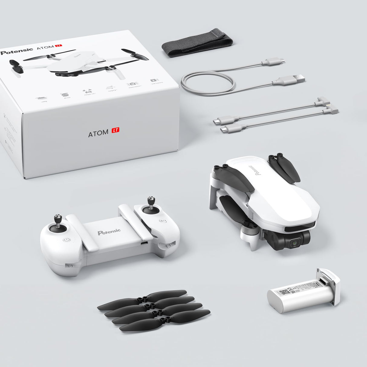 Potensic ATOM LT GPS Dron con Cámara 2.5K, 4 km Transmisión, < 249 g, 40x2 Mins de Vuelo, Resistencia al Viento Nivel 5, FPV Dron para Adulto Principiante con RTH/Sígueme/Waypoint/Vuelo en Círculo, C0