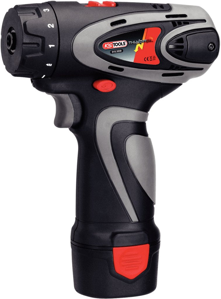 KS Tools 515.3530 1/4'' Destornillador eléctrico o a bateria, 24Nm, 400 rpm 10,8V, con 1 bateria y 1 cargador