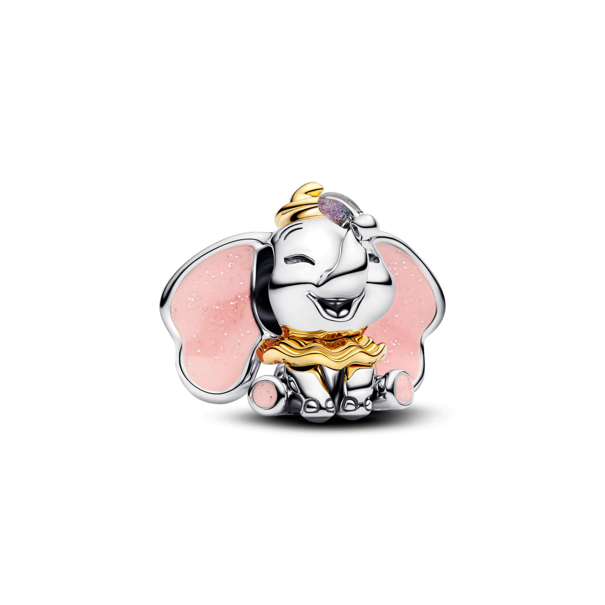 PANDORA Disney Dumbo Charm de plata de ley con aleación de metal chapado en oro de 14 quilates, compatible con Moments, 764023C01