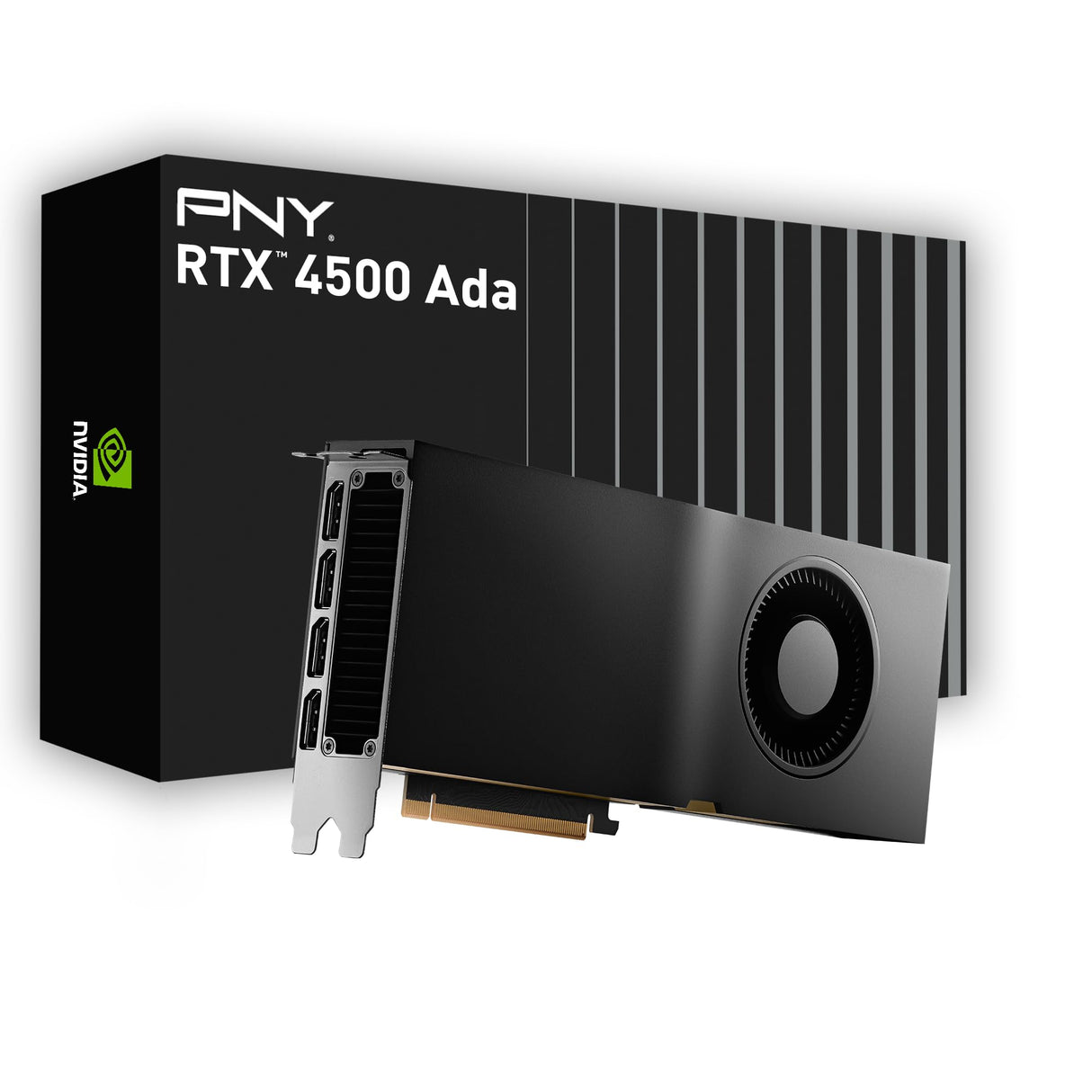 PNY NVIDIA RTX 4500 Ada Generation 24 GB GDDR6 PCI Express 4.0 Dual Slot 4X DisplayPort, 8K Support, Ventilador Activo Ultra silencioso