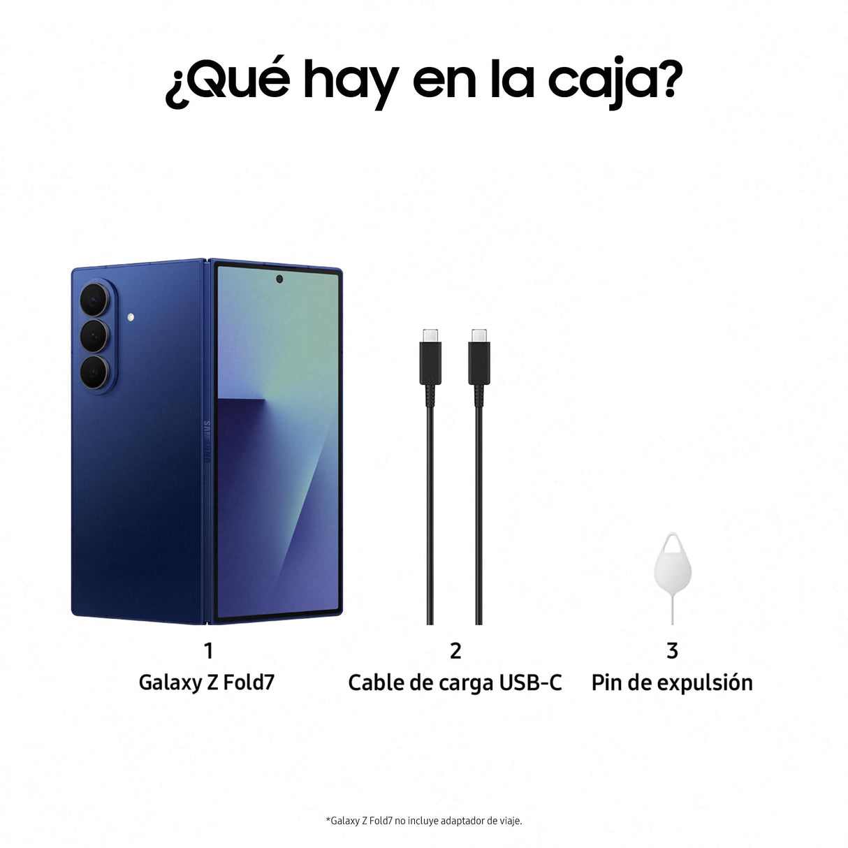 Samsung Galaxy Z Fold7 1TB - Galaxy AI, Ligero y Plegable, Pantalla Grande, Cámara 200MP, Memoria 12GB, Azul Intenso, Garantía del Fabricante 3 Años + 1 año Extra (Versión Española)