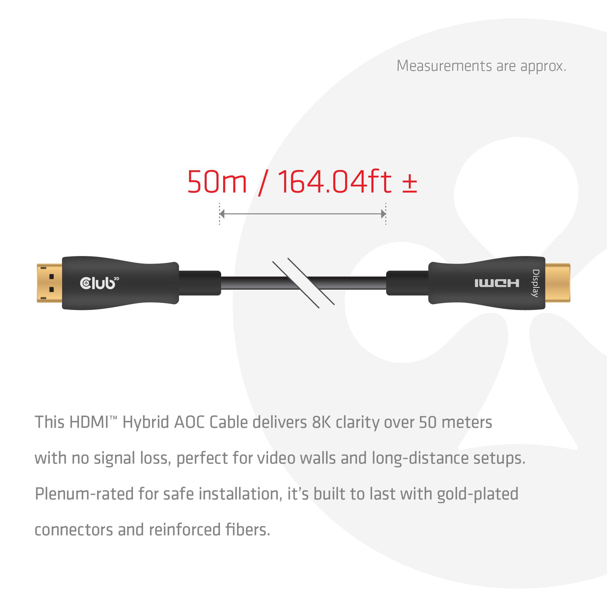 Club 3D CAC-1393 HDMI™ Hybrid AOC Cable 8K60Hz/4K120Hz 50m