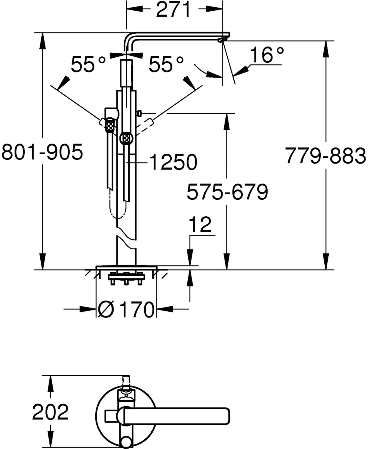 Grohe Lineare Monomando de bañera Combinación, 23792DC1