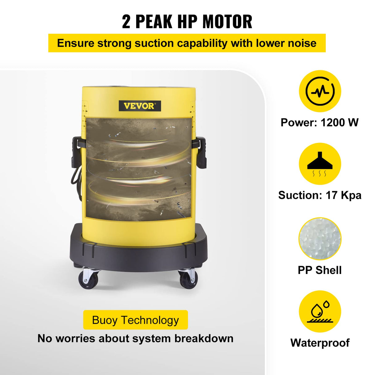 Vevor Aspirador Potente en Seco y Húmedo 4 en 1 Depósito Total de 20L, Mando de Control Remoto Lava Aspiradora 220V 1200W para Hogar Patio Garaje Taller