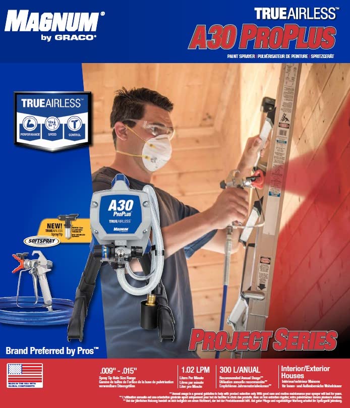 Magnum by Graco 17C244 Pulverizador de Pintura airless A30 ProPLUS, Uso doméstico (caudal de 1,0 l/min, máx. presión 207 Bar)