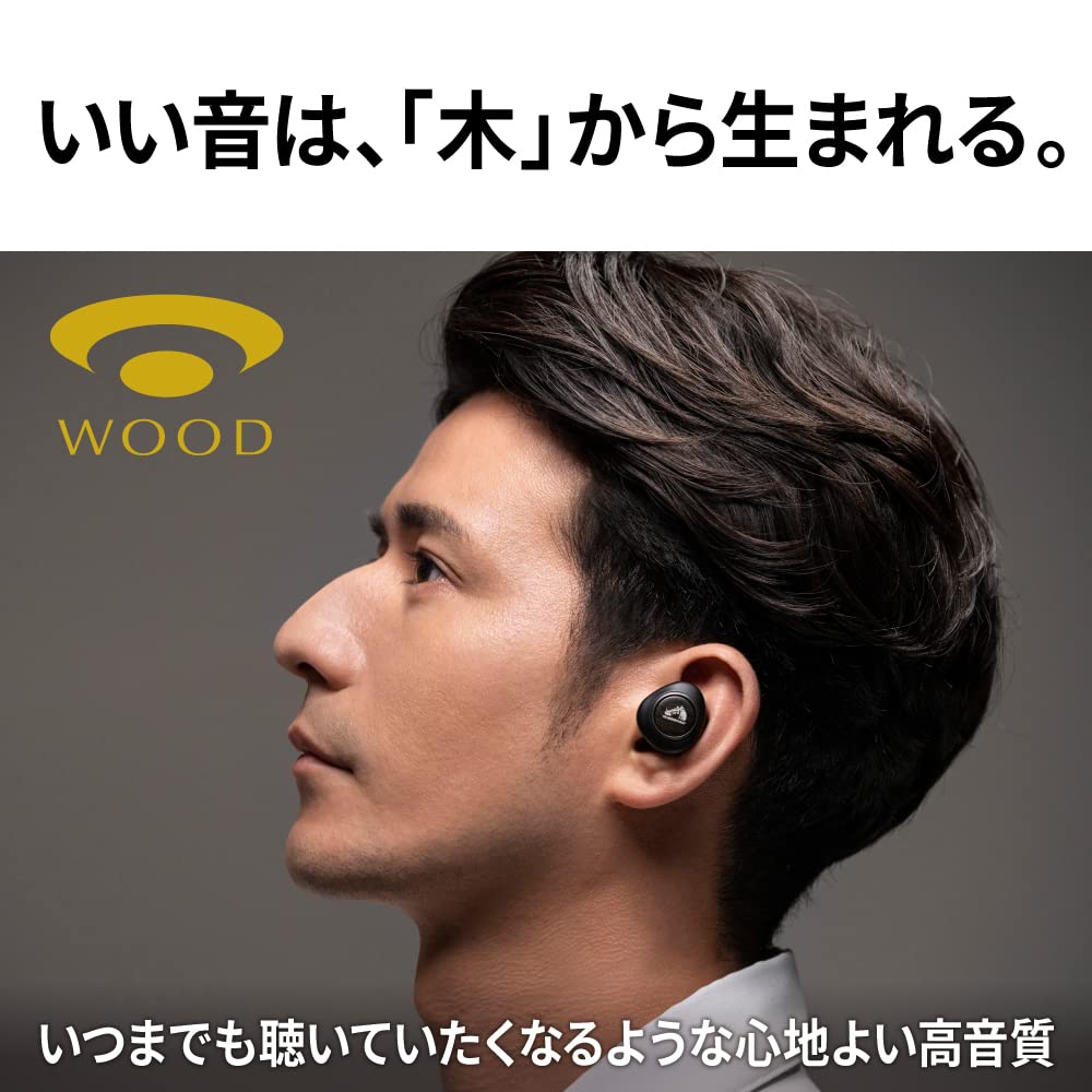 JVC Auriculares True Wireless, Serie Wood (Dome de Madera), Bluetooth 5.2, Cancelación de Ruido, HA-FW1000T-U