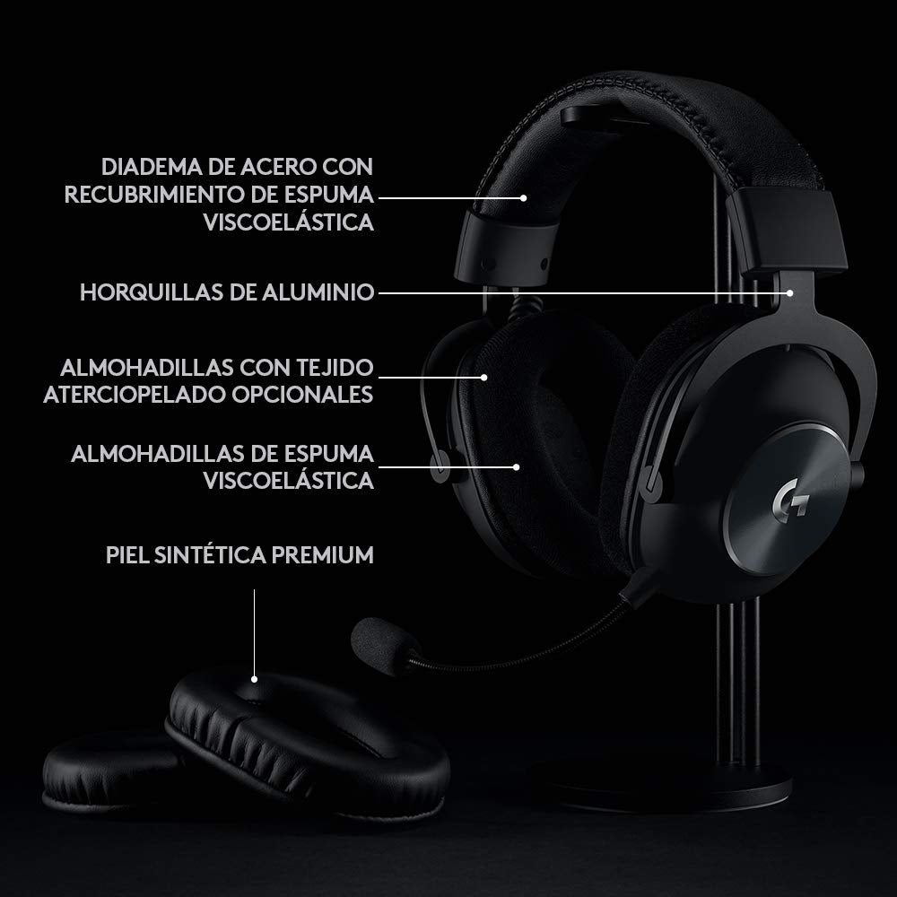 Logitech G PRO X LIGHTSPEED Auriculares inalámbricos para gaming con tecnología de filtro Blue VO!CE, transductores Pro-G de 50mm, DTS Headphone: X 2.0, 20+ horas batería, PC, PS5, PS4, Switch - Negro