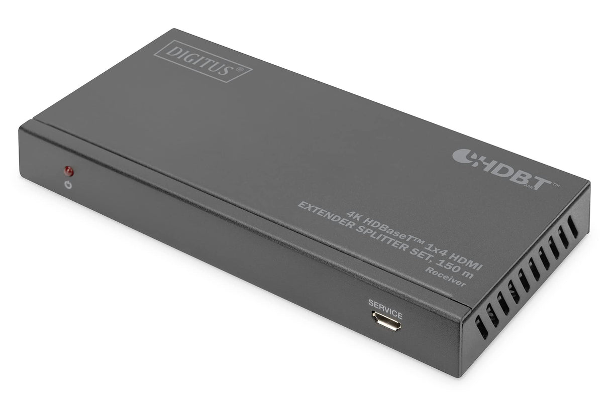 DIGITUS DS-55510 HDMI Extensor/Divisor HDMI 1:4 (HDBaseT) - UHD 4K/60 Hz - 120 m a través de cable LAN (HDBaseT 100 m) - Set: Transmisor y Receptor - Loop-Out, IR Infrarrojos, Audio, EDID, RS232