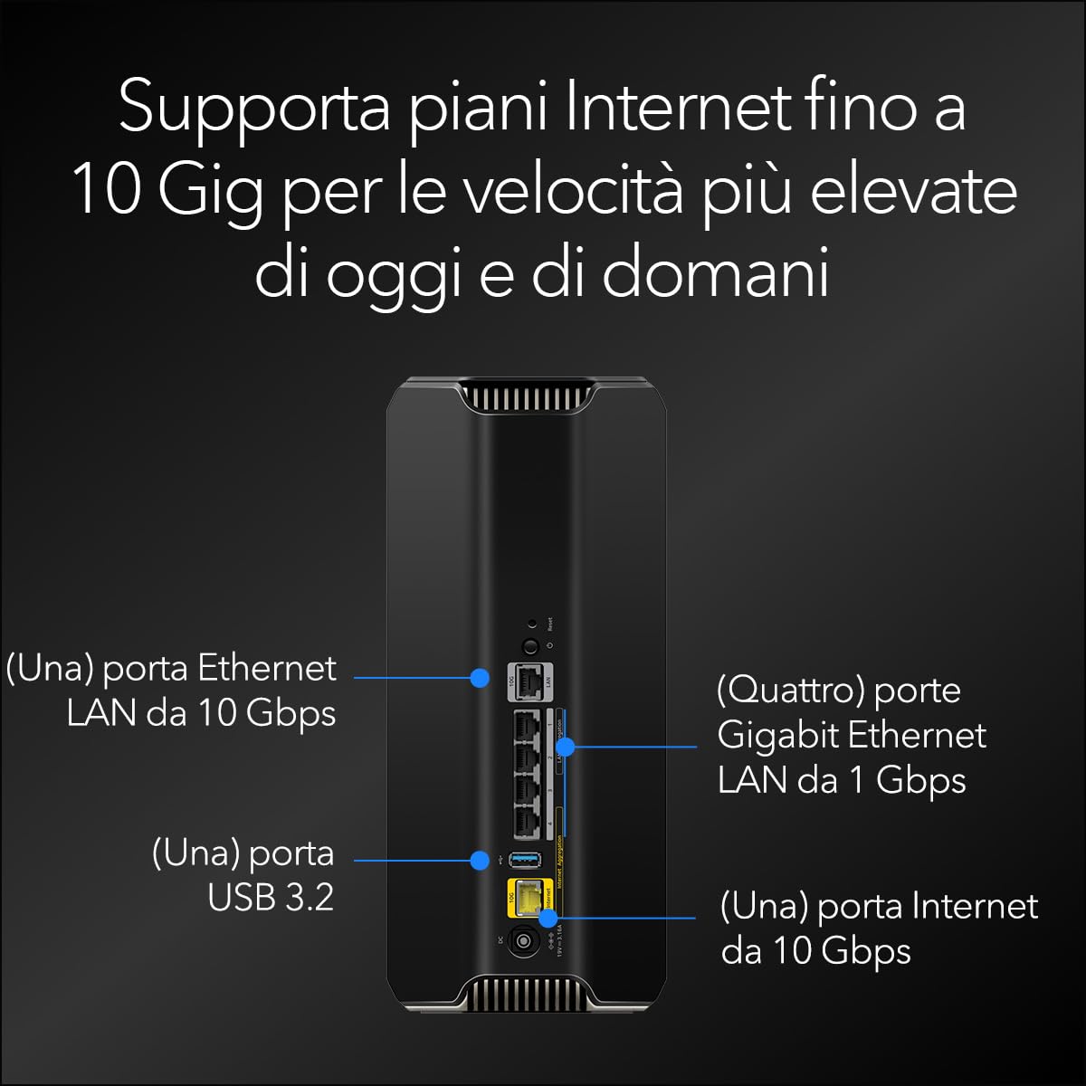 NETGEAR Nighthawk Router WiFi 7 TriBanda RS700 - Router Gaming - Velocidad WiFi BE19000 (hasta 19Gbps) - Cobertura de hasta 330 m2, 200 Dispositivos - Conexión a Internet de 10 Gigabits