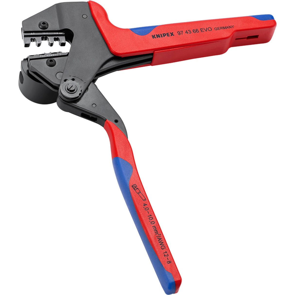 KNIPEX Crimpadora para sistema de mordazas intercambiables para mordazas intercambiables con mangos multicomponente 200 mm, 97 43 66 EVO