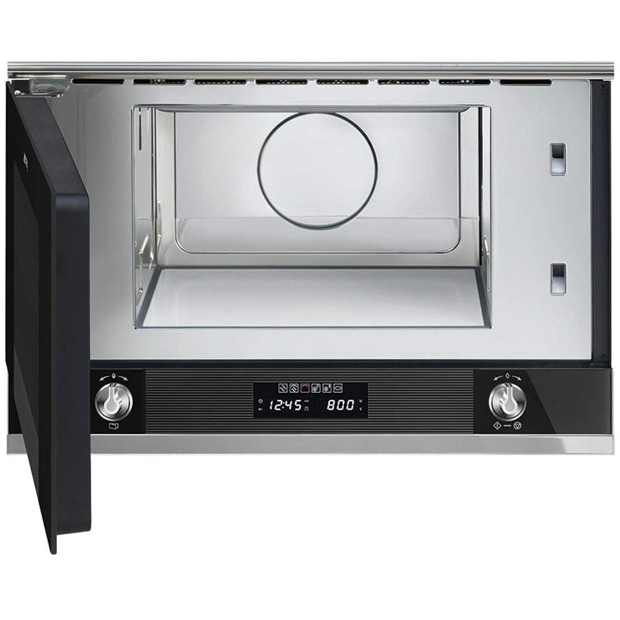 Microondas Grill Empotrable Smeg MP122N1 - Microondas + Grill Integrable Negro y Acero Inoxidable - 22 litros - 850 W