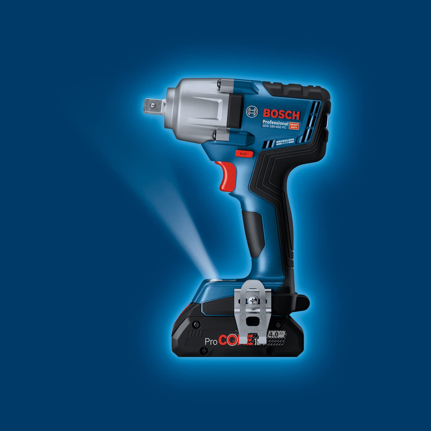 Bosch Professional 18V System GDS 18V-450 PC - Atornillador de impacto a batería (450 Nm, arranque 800 Nm, Connectivity, 2 baterías ProCORE 4.0 Ah, en L-BOXX)