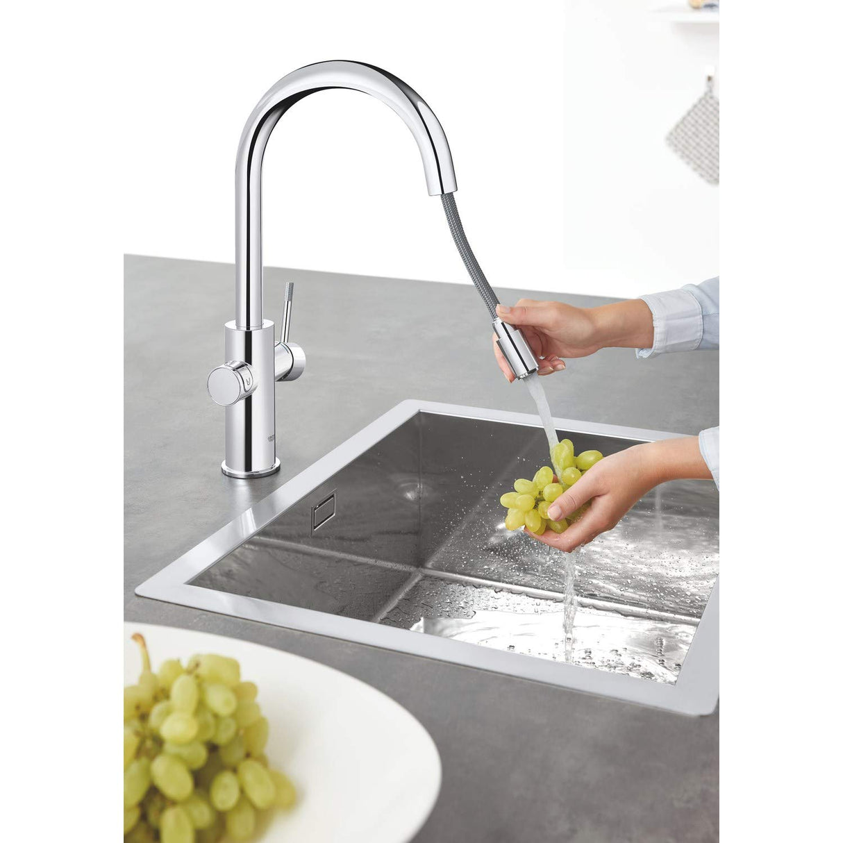 Grohe Blue Home Starter Kit - grifo de cocina con filtro de agua, caño en C (31541000)